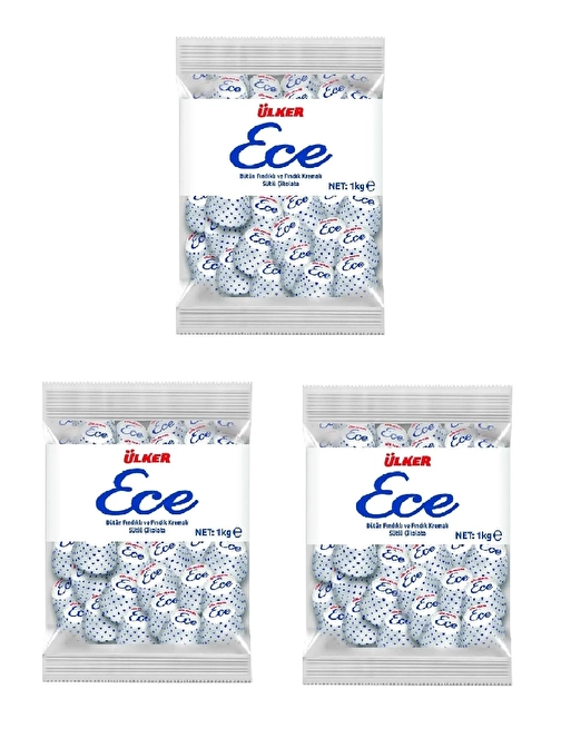 Ece İkramlık Çikolata Bütün Fındıklı 1kg X 3 Adet