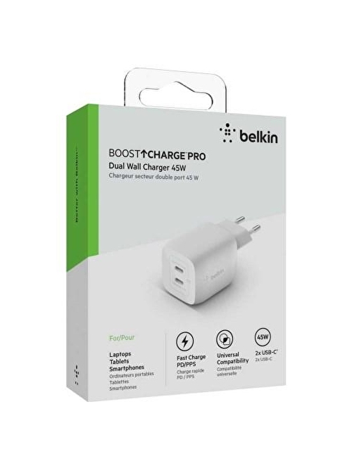 Belkin Çift Usb-C 45W Şarj Cihazı WCH011VFWH