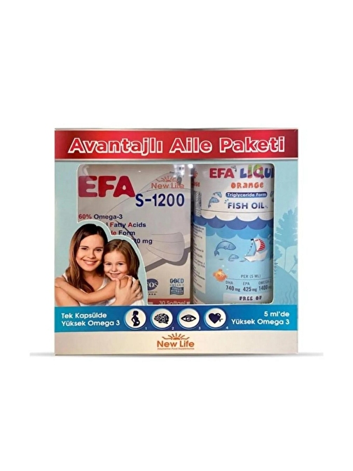 New Life Efa S-1200 30 Kapsül & Efa Liquid Portakal 150 ml Avantajlı Paket