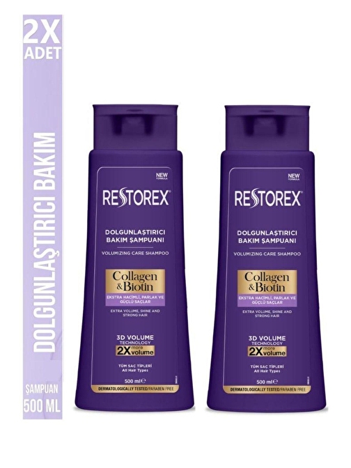 Restorex Collagen & Biotin Dolgunlaştırıcı Şampuan 2 x 500 ML