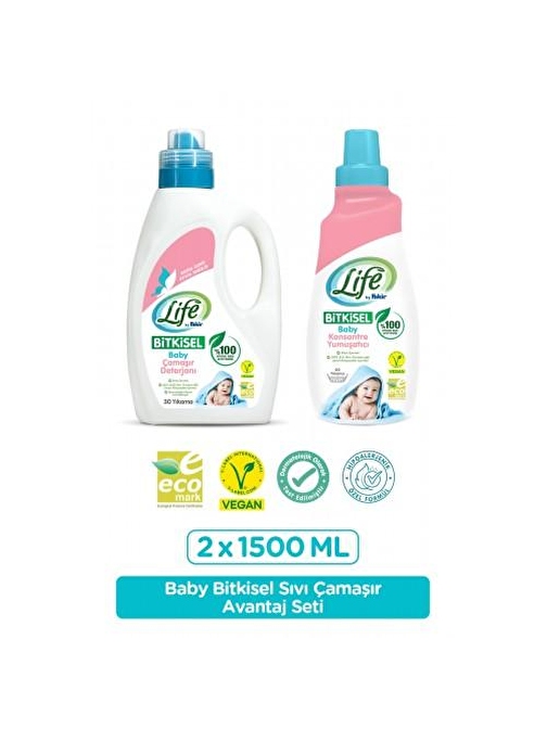 Life By Fakir Baby Sıvı Çamaşır Deterjanı ve Yumuşatıcı Seti