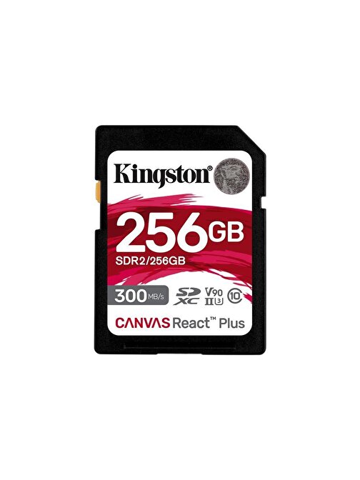 Kingston SDR2-256GB Canvas React Plus SDXC UHS-II 300R-260W U3 V90 for Full HD-4K-8K Hafıza Kartı