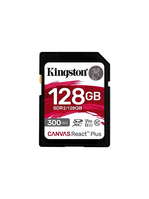 Kingston SDR2-128GB Canvas React Plus SDXC UHS-II 300R-260W U3 V90 for Full HD-4K-8K Hafıza Kartı