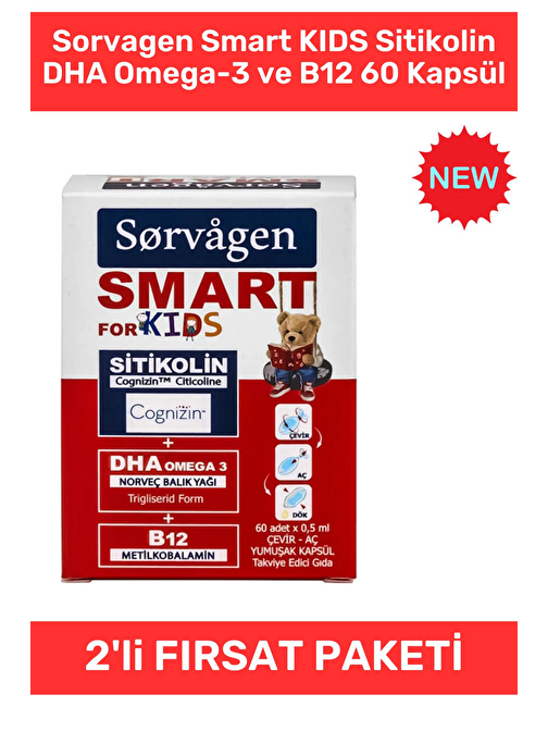 Smart Kıds Sitikolin Dha Omega-3 Ve B12 60 Kapsül - 2 Adet