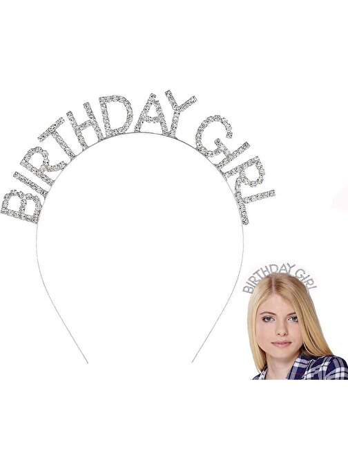 Himarry Gümüş Kristal Taşlı Birthday Girl Doğum Günü Tacı İthal Ürün A Kalite 17x16 cm