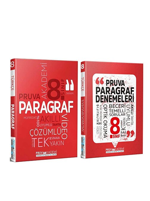 Pruva Akademi 8.Sınıf Paragraf Soru Bankası ve Deneme Seti 2 Kitap