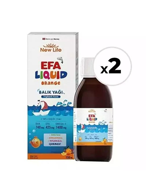 Efa Liquid Balık Yağı 150 Ml Portakal 2'li Set