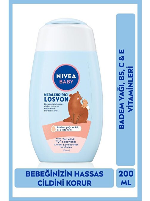 Baby Bebek Nemlendirici Losyon 200ml, 24 Saat Etkili Bakım ve Koruma, Hassas Cilt, Aloe Vera