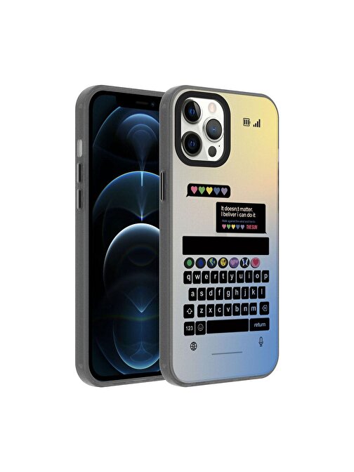 iPhone 12 Pro Max Uyumlu Desenli ZORE Dragon Sert Kılıf-Klavye