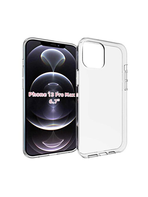 iPhone 13 Pro Max Uyumlu ZORE Süper Silikon Kılıf-Renksiz
