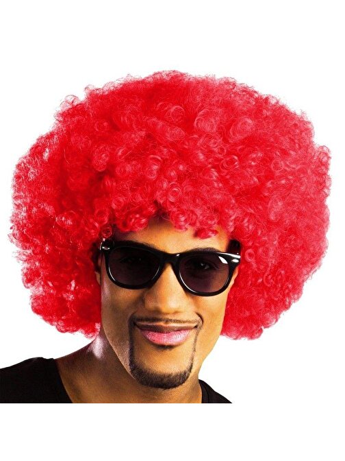 Himarry Kırmızı Renk Kıvırcık Afro Bonus Peruk