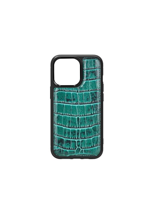 Apple iPhone 13 Kılıf Wiwu Croco Pattern Calfskin Orjinal Deri Kapak