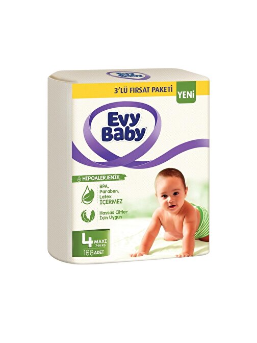 Evy Baby Bebek Bezi 3'lü Fırsat Paketi 4 Numara 168 Adet