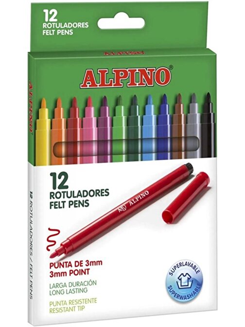 Keçeli Kalem 12 Renk Alpino 1 Adet Keçe Uçlu Kalem Rotuladores