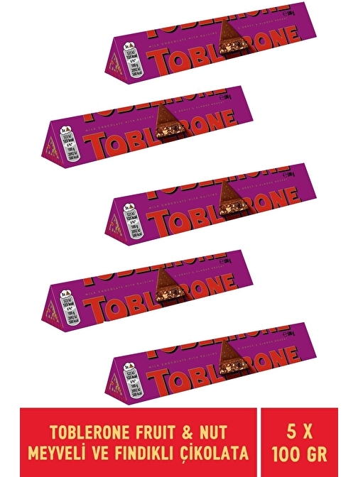 Toblerone Fruit & Nut Meyveli ve Fındıklı Tablet Çikolata 100 gr - 6 Adet