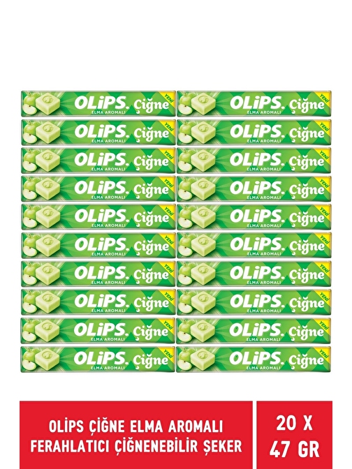 Olips Çiğne Elma Aromalı Ferahlatıcı Çiğnenebilir Şeker 47 gr - 20 Adet