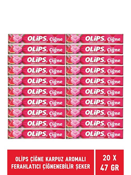 Olips Çiğne Karpuz Aromalı Ferahlatıcı Çiğnenebilir Şeker 47 gr - 20 Adet