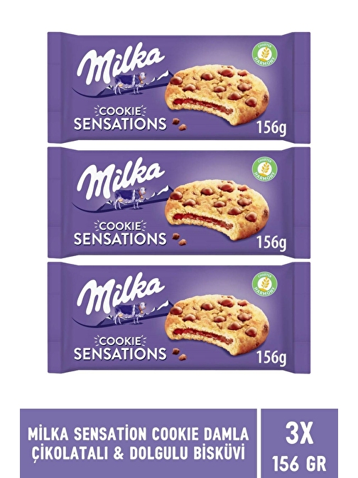 Milka Sensations Damla Çikolatalı & Dolgulu Kurabiye 156 gr - 3 Adet