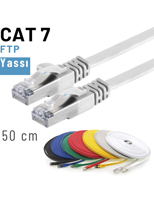 IRENIS 50 cm CAT7 Kablo Yassı FTP Ethernet Network LAN Ağ Kablosu