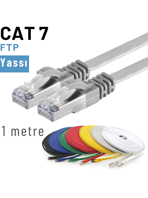 IRENIS 1 Metre CAT7 Kablo Yassı FTP Ethernet Network LAN Ağ Kablosu