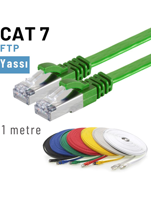 IRENIS 1 Metre CAT7 Kablo Yassı FTP Ethernet Network LAN Ağ Kablosu