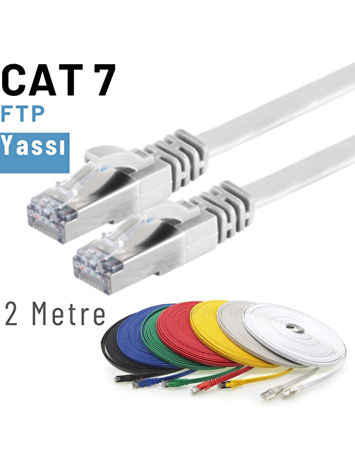 IRENIS 2 Metre CAT7 Kablo Yassı FTP Ethernet Network LAN Ağ Kablosu
