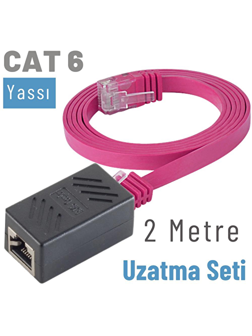 IRENIS 2 Metre CAT6 Kablo Uzatma Seti, Yassı Ethernet Kablo ve Ekleyici