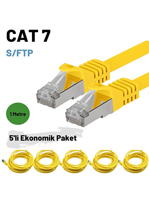 5 adet 1 Metre IRENIS CAT7 Kablo S/FTP Ethernet Network LAN Ağ Kablosu