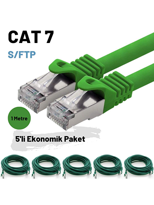 5 adet 1 Metre IRENIS CAT7 Kablo S/FTP Ethernet Network LAN Ağ Kablosu