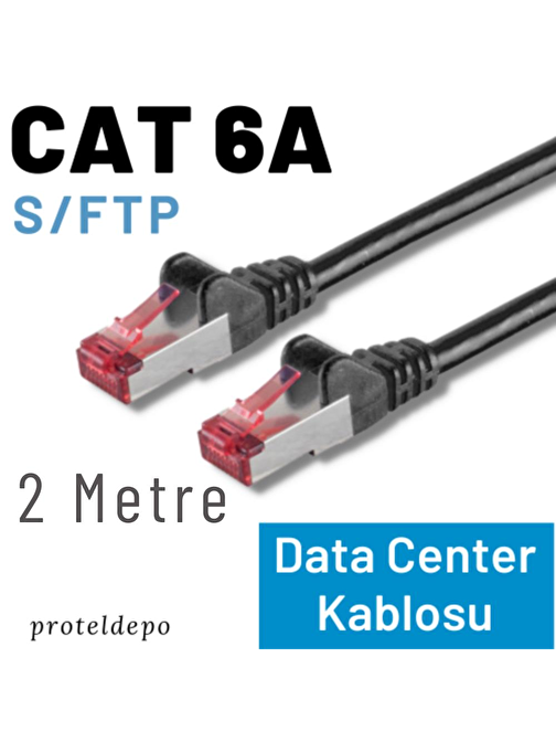 IRENIS 2 Metre CAT6A S/FTP Ethernet Data Center Patch Kablo, Siyah