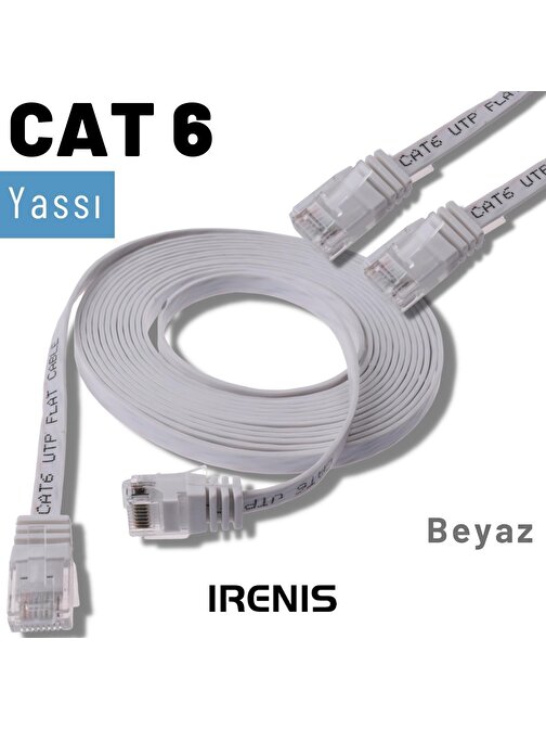IRENIS 50 cm CAT6 Kablo Yassı Ethernet Network Lan Ağ İnternet Kablosu