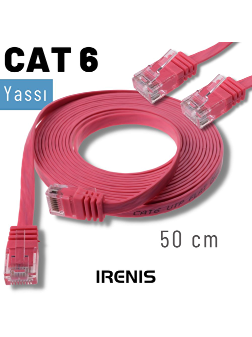 IRENIS 50 cm CAT6 Kablo Yassı Ethernet Network Lan Ağ İnternet Kablosu