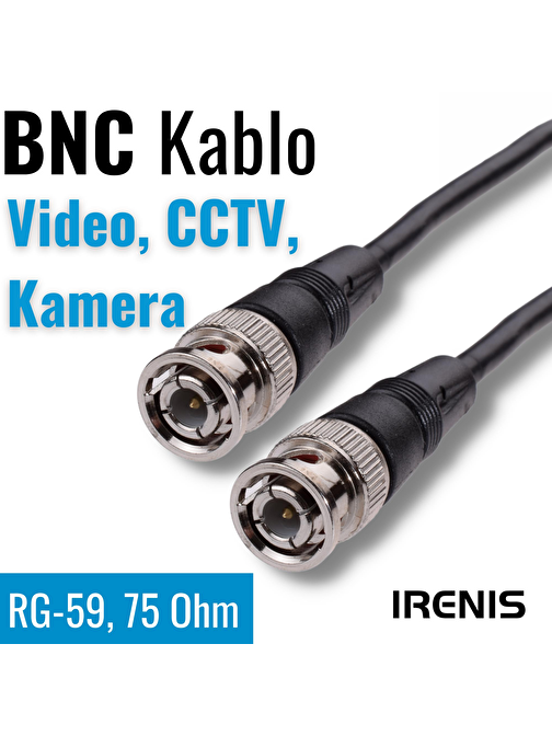 IRENIS BNC Kablo 75 Ohm RG59 Video, Kamera, CCTV
