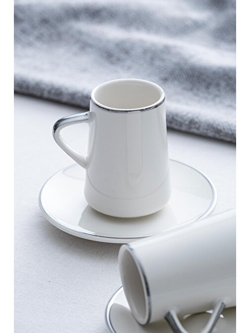 Aria Silver 2 Kişilik Porselen Kahve Fincanı Takımı - 90 ml