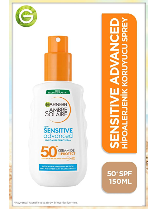 Garnier Sensitive Advanced Spray for Hassas Ciltler SPF50+ Ambre Solaire Garnier (150ml)