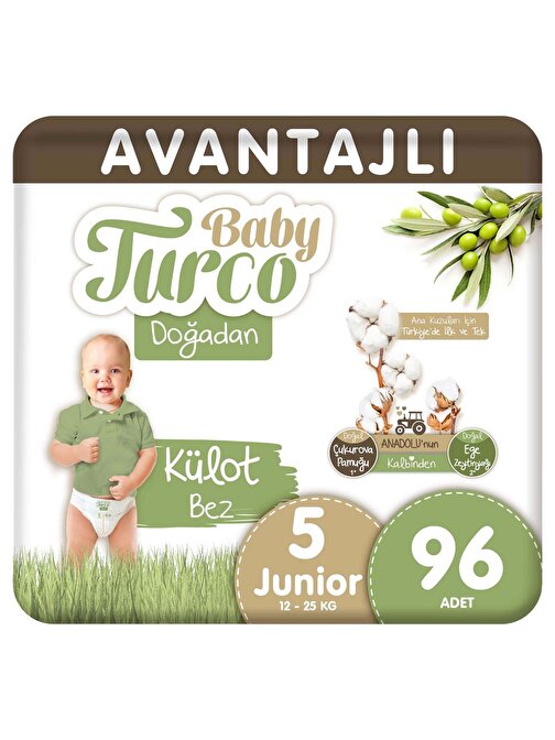 Baby Turco Doğadan Avantajlı Külot Bez 5 Numara Junior 96 Adet