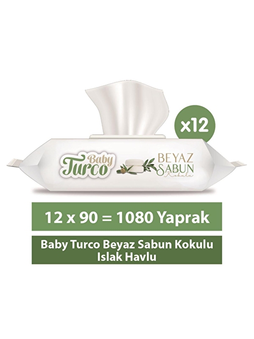 Baby Turco Beyaz Sabun Kokulu Islak Havlu 12x90