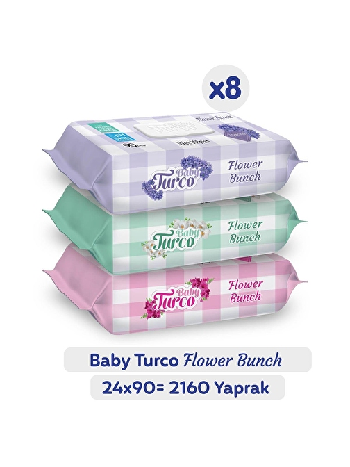 Baby Turco Flower Bunch Islak Havlu 24x90 (2160 Yaprak)