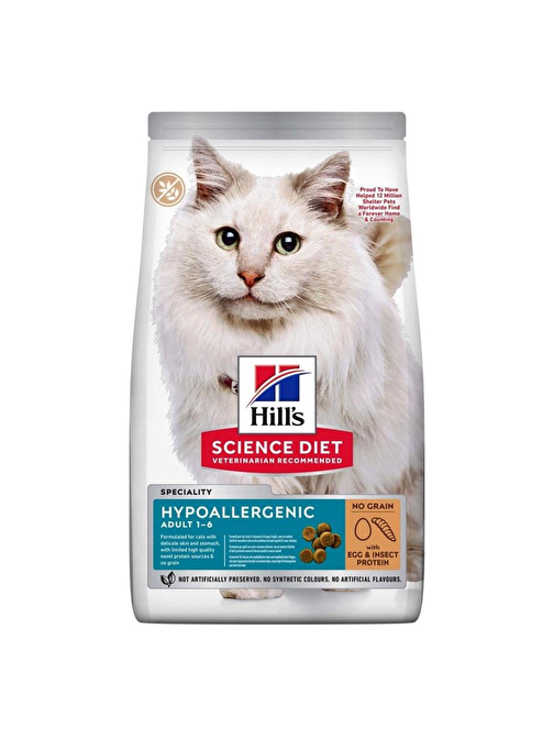 Hill's Hypoallergenic Yumurtalı ve Böcek Proteinli Yetişkin Kedi Maması 1,5 kg