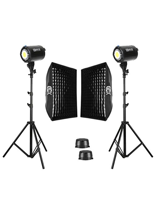 GDX HD-150W Led Video Işığı 2'li Full Set (60x90 Softbox + 260cm Işık Ayağı)