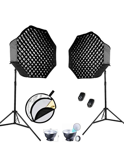 GDX HD-150W Video Led & GDX BW-120 Gridli Softbox 2'li Sürekli Led Işık Seti