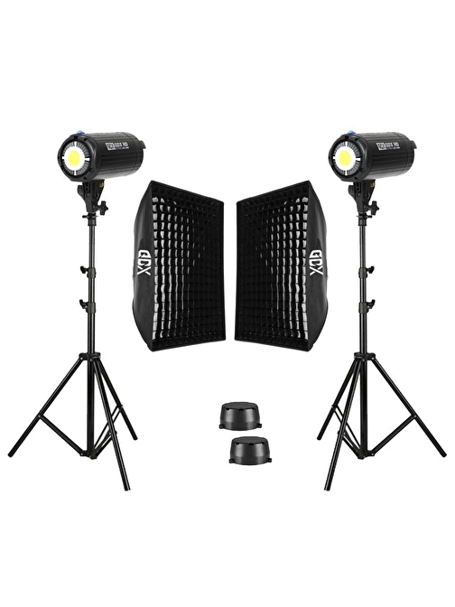 GDX HD-200W Led Video Işığı 2'li Full Set (60x90 Softbox + 260cm Işık Ayağı)