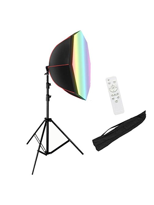 GDX RGB-BW-90 Renkli Işıklı 90cm Softbox Seti