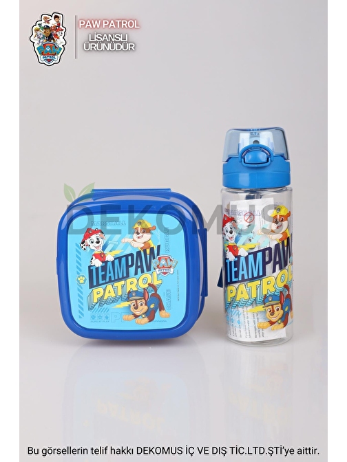 DEKOMUS LİSANSLI PAW PATROL MATARA 500 ML VE ÇİFT KATLI BESLENME KABI SETİ