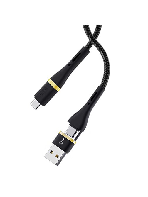 Wiwu ED-106 2 in 1 USB A- Type-C to Type-C Elite Data Kablo