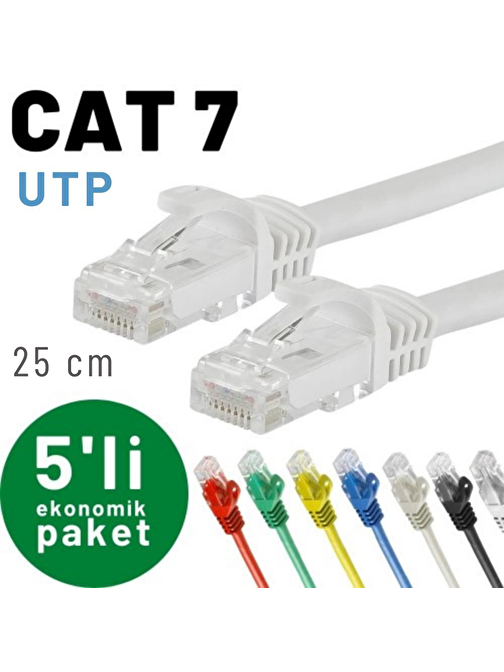 IRENIS 5 adet 25 cm CAT7 Kablo Ethernet Network İnternet LAN Kablosu