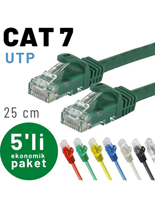 IRENIS 5 adet 25 cm CAT7 Kablo Ethernet Network İnternet LAN Kablosu