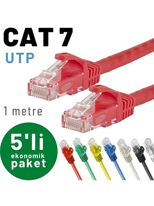 IRENIS 5 adet 1 metre CAT7 Kablo Ethernet Network İnternet LAN Kablosu