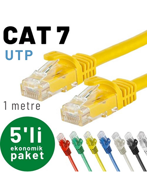 IRENIS 5 adet 1 metre CAT7 Kablo Ethernet Network İnternet LAN Kablosu