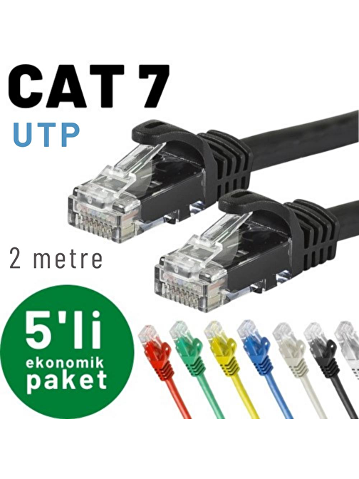 IRENIS 5 adet 2 metre CAT7 Kablo Ethernet Network İnternet LAN Kablosu